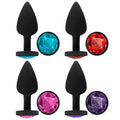 PLUG ANAL DIAMOND COLORS SILICONE PRETO DELICIOUS