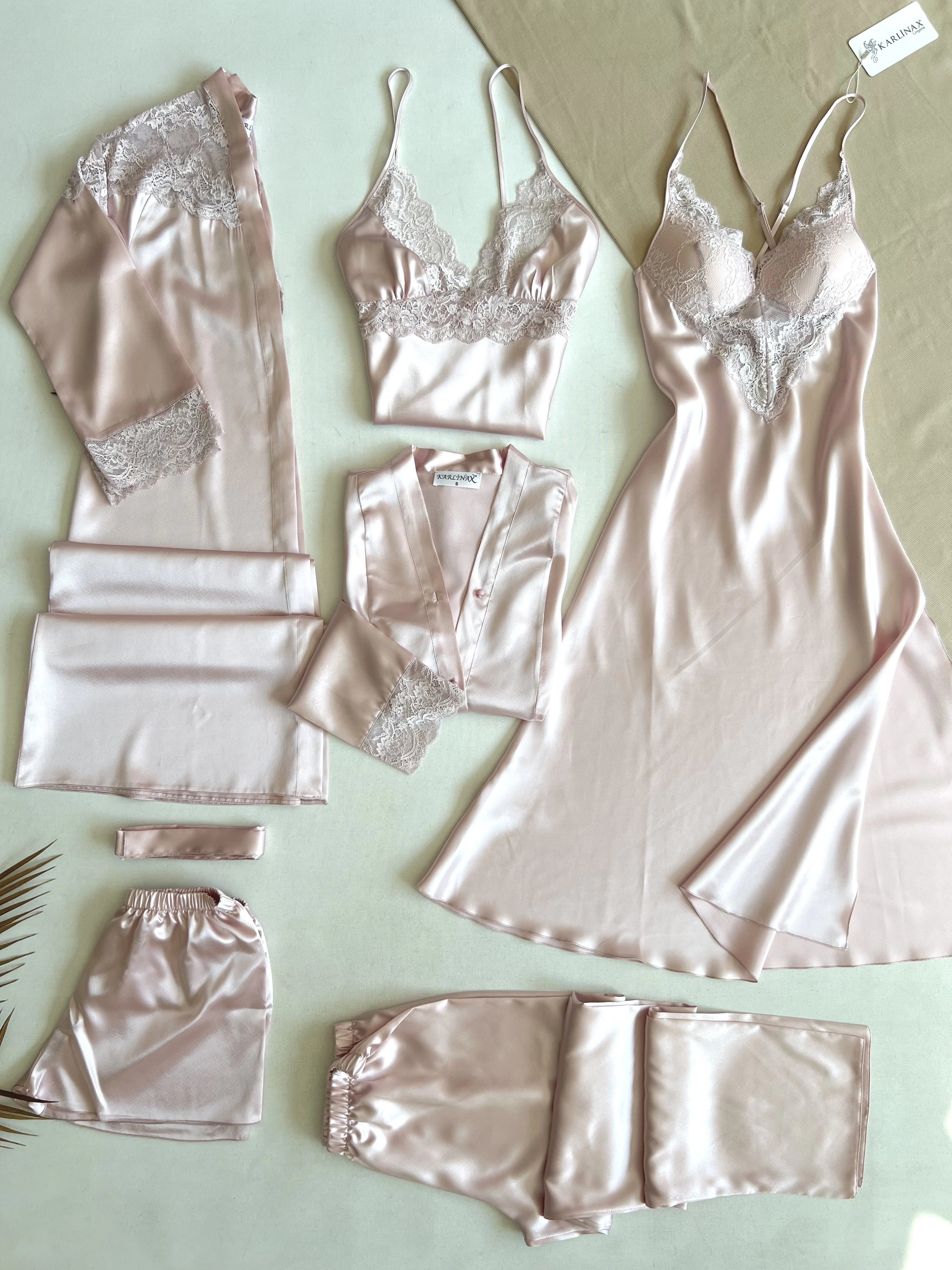 Conjunto Cetim de Renda 6 Peças